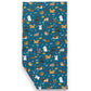 Mellow Monkey All The Dogs double-sided waffle dish towel featuring a pattern of various dog breeds on a teal background.