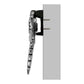 Mellow Monkey nickel silver dragonfly door knocker shown from a side profile view mounted on a door surface.