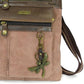 Mellow Monkey antique bronze dragonfly keychain with faux leather strap, metal, 2.5"W x 4.5"H
