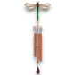 Mellow Monkey 20-inch dragonfly wind chime featuring green and clear stained glass with copper-toned metal chimes.