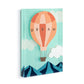Mellow Monkey Dream Together Tile Acrylic Wall Art, 5x7-in, featuring an orange hot air balloon with the word DREAM, set against a sky with clouds and mountains.