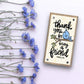 Mellow Monkey Thank You For Being A Friend driftwood block sign with a blue bird illustration on a light background.