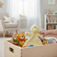 Mellow Monkey Daddles Duck Rattle Blankie, a soft yellow plush toy with embroidered eyes and beak, designed for comfort and security.