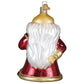 Mellow Monkey Dungeons & Dragons Dungeon Master blown glass holiday ornament, red glitter robe, white beard, gold accents.