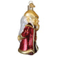 Mellow Monkey Dungeons & Dragons Dungeon Master blown glass holiday ornament, red coat with gold trim, white hair, 4-in