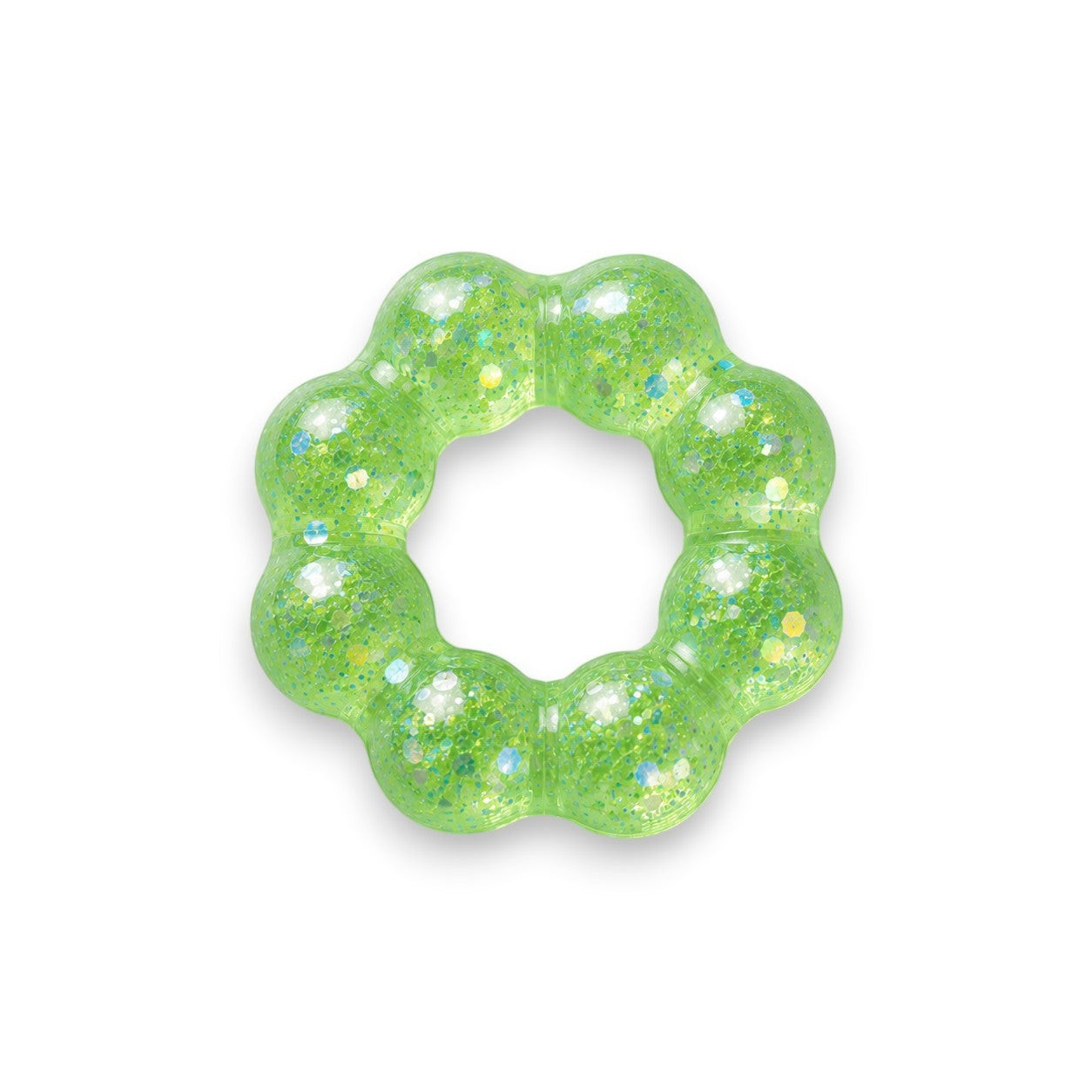 Mellow Monkey Ecto Cooler Feelzies sensory bracelet in translucent green with sparkling glitter for stress relief.