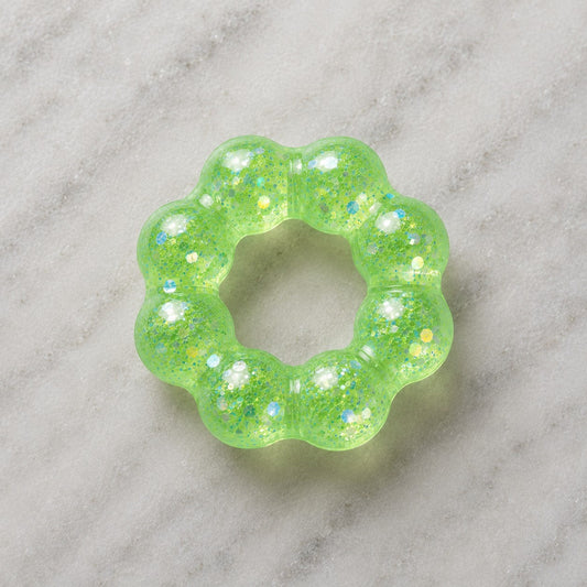 Mellow Monkey Ecto Cooler Feelzies Original Squishy Bracelet in translucent green with sparkling glitter accents.