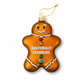 Mellow Monkey hand-blown glass gingerbread man ornament with glitter buttons and Emotionally Crumbling text.