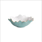 Mellow Monkey ENCANTO Colette mini round bowl in turquoise and white with a scalloped gold rim. Ideal for snacks, dips, or jewelry.