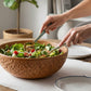 Mellow Monkey ENCANTO Soho salad servers in turquoise with gold details, serving a fresh salad.