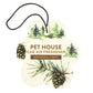 Mellow Monkey paw-shaped Evergreen Forest car air freshener with pine tree and cone illustration