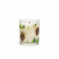 Mellow Monkey Evergreen Forest scented Pet House candle in a glass jar with pine cone and paw print illustrations
