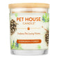 Mellow Monkey Pet House Candle in Evergreen Forest scent with a pine cone illustration and bamboo lid