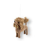 Mellow Monkey fabric poodle Christmas ornament with curly brown fur and a festive red and green bow
