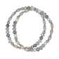 Mellow Monkey coastal bracelet featuring faceted gray beads and silver metallic accents for a beachy style.