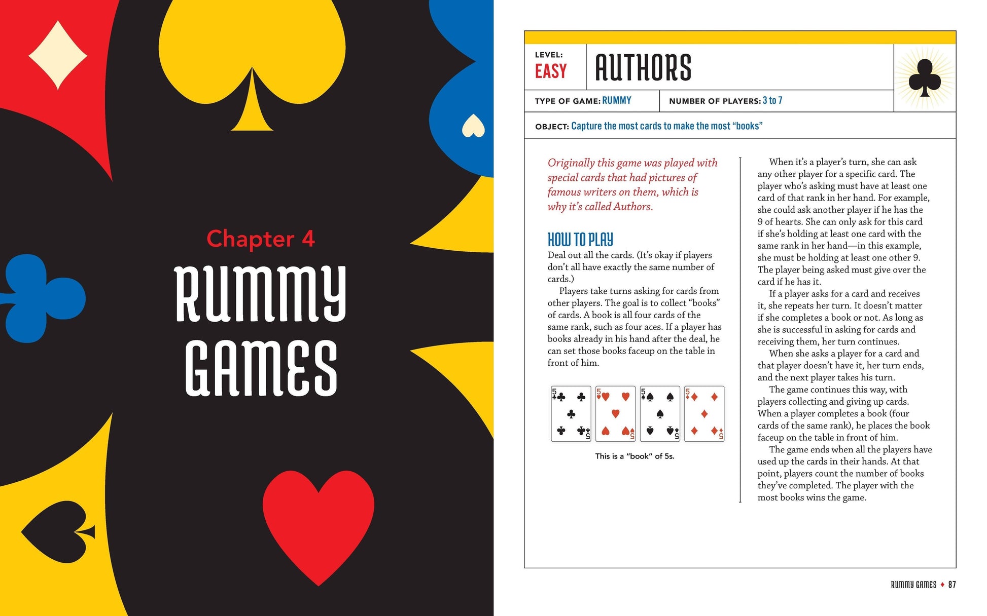 Mellow Monkey The Ultimate Book of Family Card Games open to the Rummy Games chapter with instructions for Authors