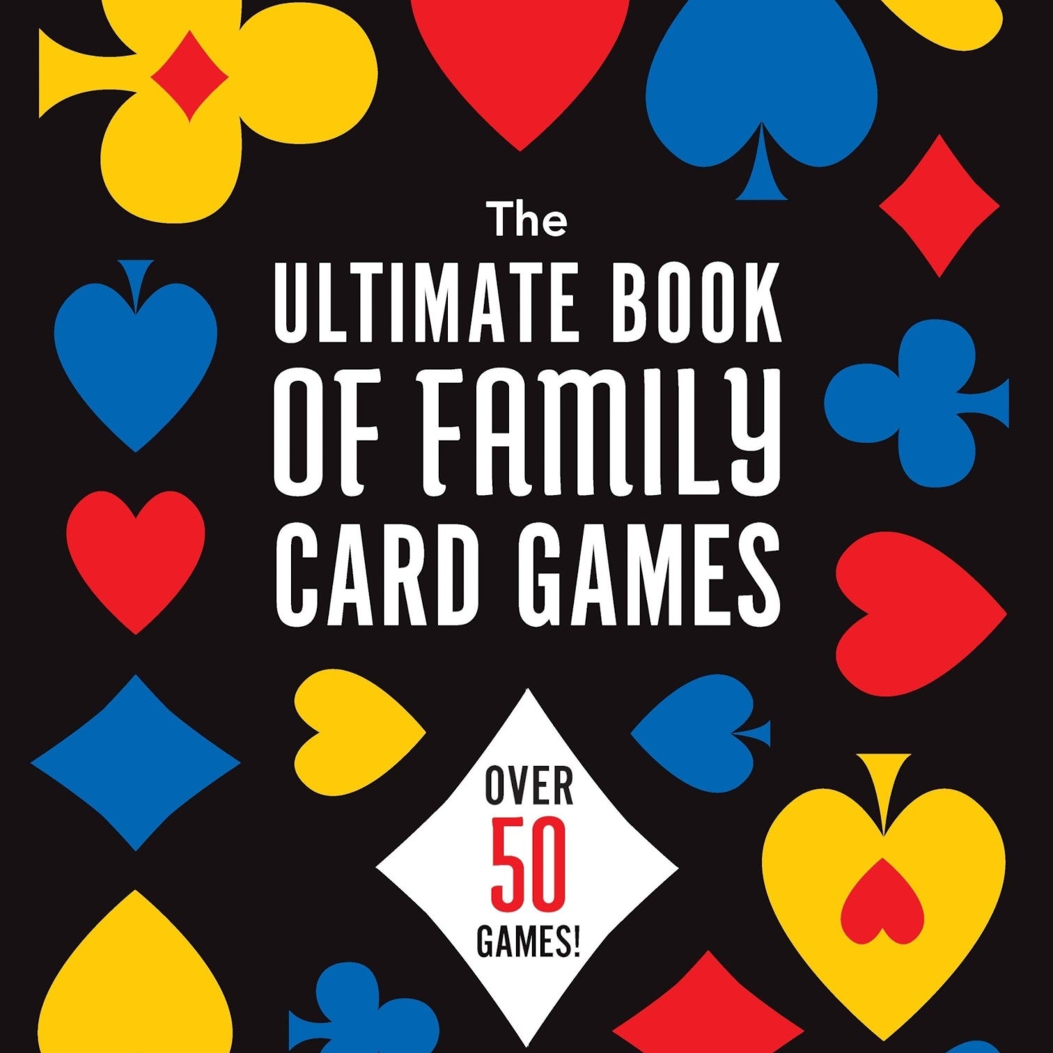 Mellow Monkey The Ultimate Book of Family Card Games featuring colorful card suit icons on a black cover