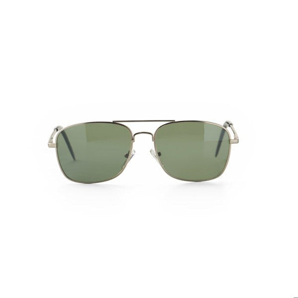Mellow Monkey Feeling Nauti aviator sunglasses with silver metal frame and green UV protected lenses.