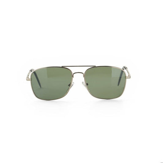 Mellow Monkey Feeling Nauti aviator sunglasses with silver metal frame and green UV protected lenses.