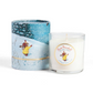 Mellow Monkey First Snowfall soy candle in glass jar with illustrated Richard Scarry winter scene gift tube