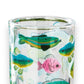 Mellow Monkey Make A Splash set of four 10-oz glass tumblers featuring colorful fish decals on a wooden table.
