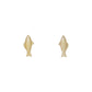 Mellow Monkey coastal stud earrings featuring gold-tone fish and red lobster designs with crystal accents.