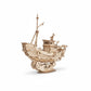 Mellow Monkey 3D laser cut wooden fishing ship puzzle, natural wood finish, 104 pieces.