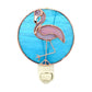 Mellow Monkey flamingo stained glass nightlight with a round blue background and copper electroplate finish.