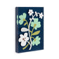 Mellow Monkey Grow Together Tile Acrylic Wall Art, 5x7-in, navy blue with white, mint green, and olive green floral design.
