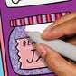 Mellow Monkey FlowArt meditative coloring set featuring a hand using a marker to reveal patterns on a jam jar scene.