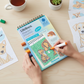 Mellow Monkey Furry Friends MINI FlowArt dot-by-letter activity pad with markers and completed dog art scenes