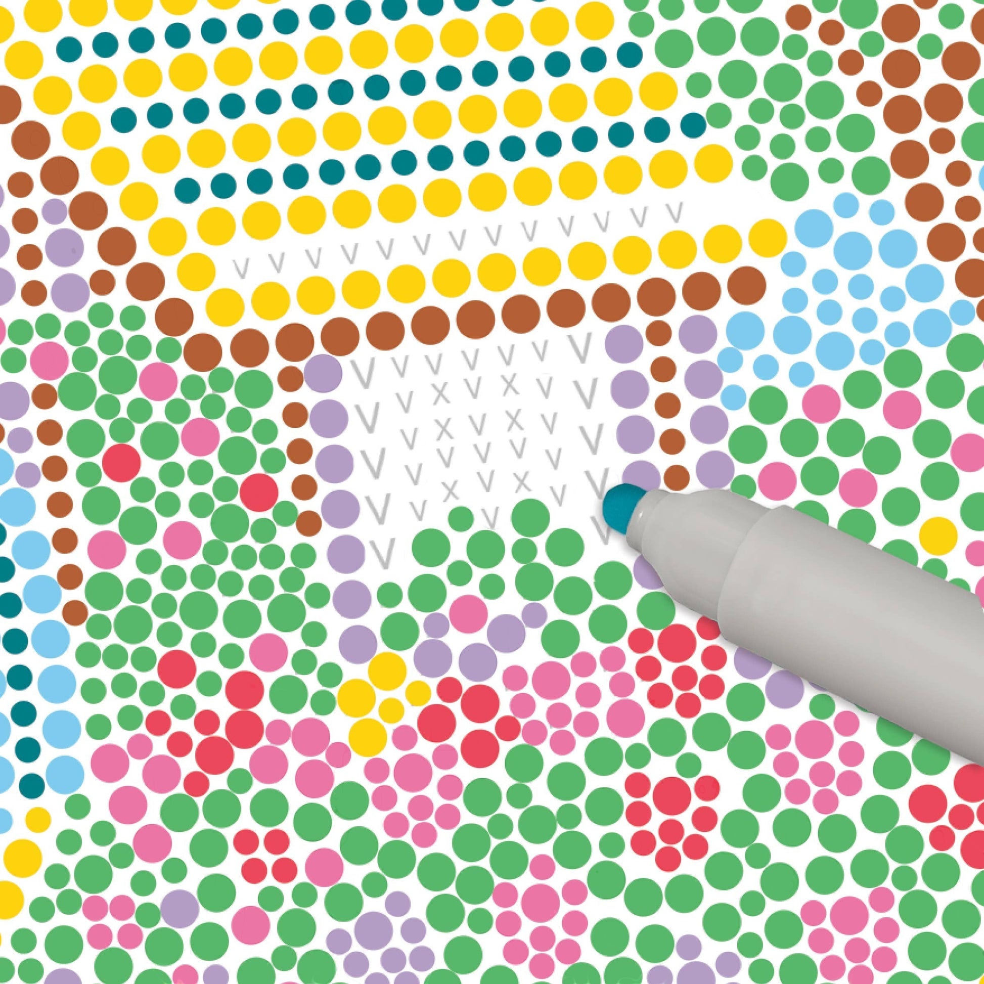 Mellow Monkey Cozy Cottage FlowArt Dot by Letter activity pad with colorful dotting markers on a guided scene