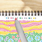 Mellow Monkey Cozy Cottage FlowArt Dot by Letter pad with a marker and color-coded letter key for mindful dotting.