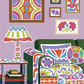Mellow Monkey FlowArt Trace To Doodle pad featuring a colorful living room scene for meditative line tracing.