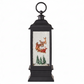 Mellow Monkey 11-inch black holiday lantern featuring an animated flying Santa scene with swirling glitter.