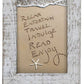Mellow Monkey rustic white washed wood framed beach art with words written in sand and a starfish.