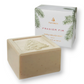 Mellow Monkey Thymes Frasier Fir triple-milled bar soap with embossed pine tree design and matching gift box