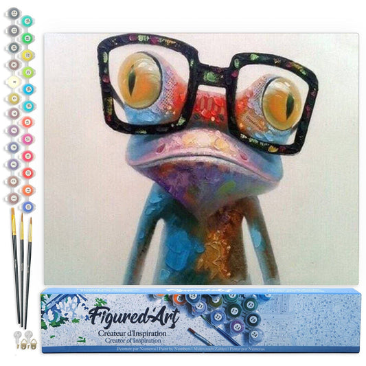Mellow Monkey Frog and Eyewear paint by numbers kit for adults, 16"x20", includes canvas, brushes, and acrylic paints.