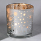 Mellow Monkey frosted glass tealight holder with a winter woodland scene featuring deer, trees, and snowflakes.