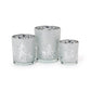 Mellow Monkey set of three frosted glass tealight candleholders with white woodland deer and tree winter silhouettes.