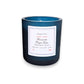 Mellow Monkey Across the Frozen Lake scented candle in a deep midnight blue glass vessel with a storybook label.