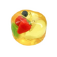 Mellow Monkey transparent yellow apple squishy filled with colorful strawberry and kiwi fruit pieces