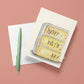 Mellow Monkey Funfetti cake birthday card with "Happy Birth Day" text, blank inside, on FSC-certified paper.