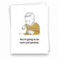 Mellow Monkey funny new baby greeting card featuring a line art illustration of a child with a candy cigarette.