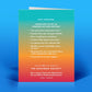 Mellow Monkey funny birthday card back featuring a colorful gradient background and humorous text list.
