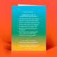 Mellow Monkey birthday card back featuring a humorous list of things not to say on a birthday against a gradient background