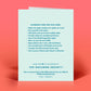 Mellow Monkey funny birthday card back featuring a list of humorous alternate uses printed on light blue paper