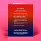 Mellow Monkey funny birthday card with a red and blue gradient background featuring a list of humorous birthday quotes.