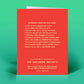 Mellow Monkey funny Christmas card back featuring a list of humorous alternate uses printed on red recycled paper.
