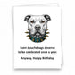 Mellow Monkey funny birthday card featuring a detailed pit bull illustration with a spiked collar and humorous text.